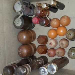 Wood Salt Pepper Shakers Lot of 25 Used